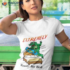 skateboarding crocodile extremely ready for bed tee tshirt 1