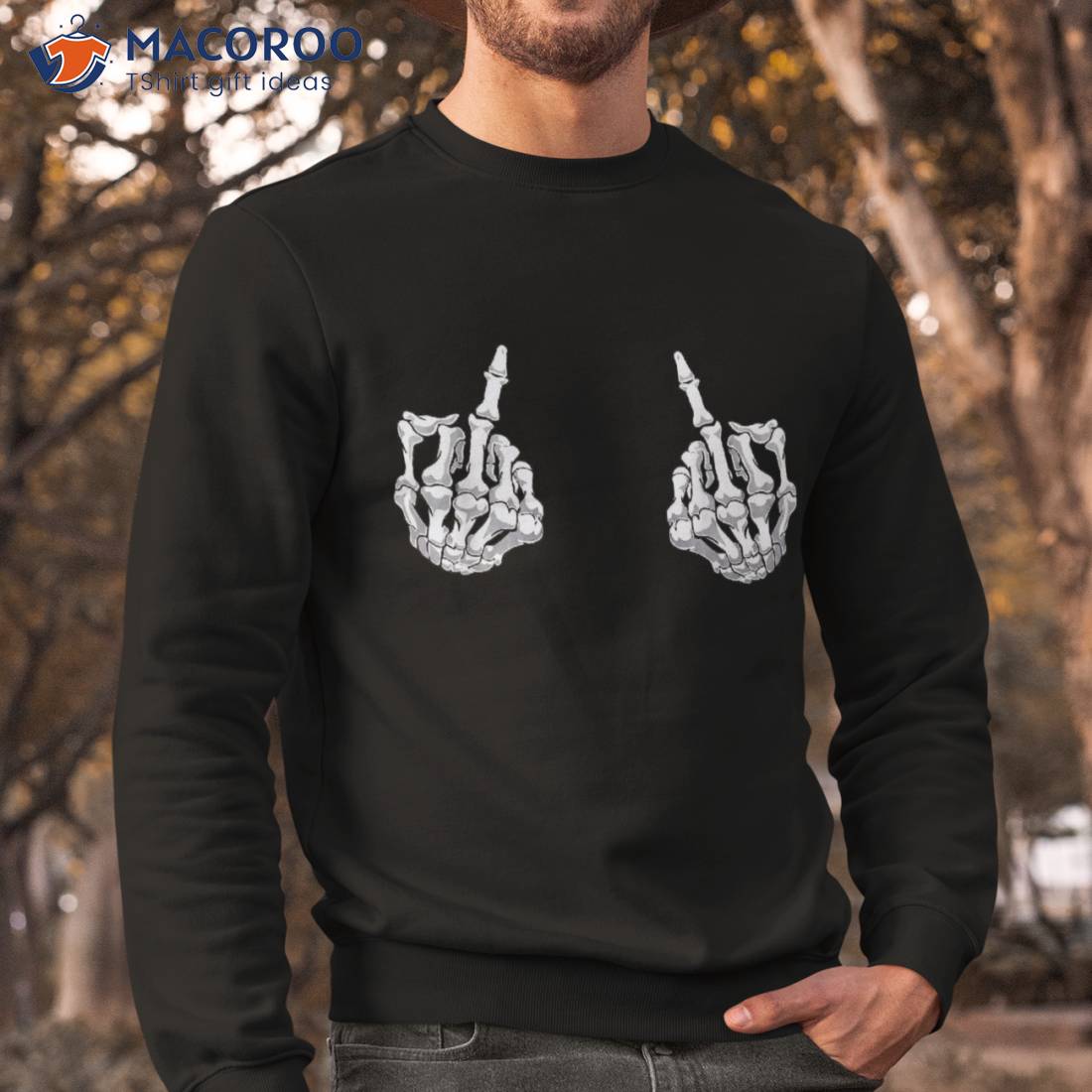 Halloween Middle Finger Skeleton Hand Skull Gifts Shirt, Scary Skull
