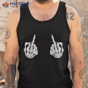 skeleton hand halloween bones middle finger skull shirt tank top