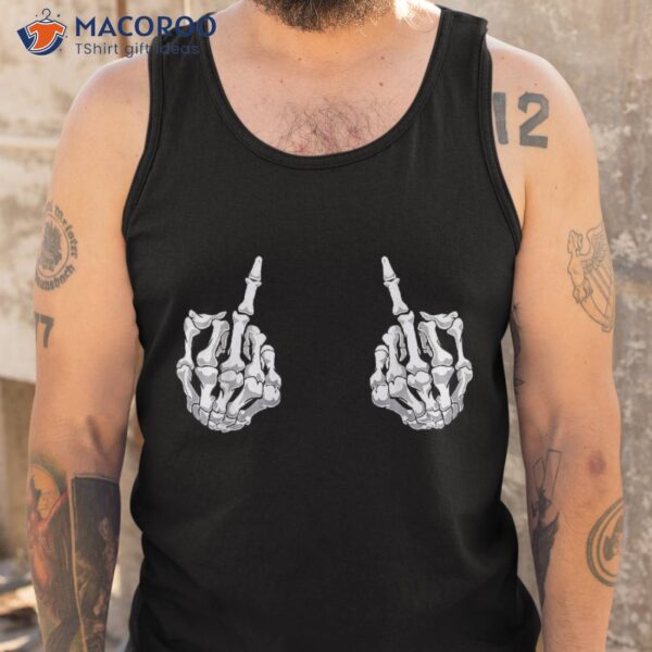 Skeleton Hand Halloween Bones Middle Finger Skull Shirt