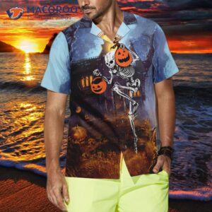 skeleton knows how to dance halloween hawaiian shirt spooky pumpkin shirt 2