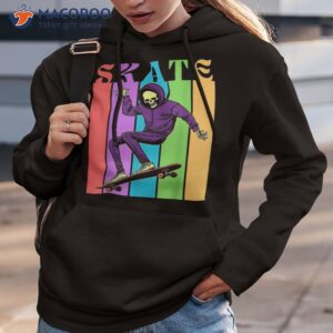 skeleton skateboarder retro vibes flyin high like a boss shirt hoodie 3