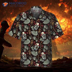 skull and dollar seamless pattern with gold chain hawaiian shirt short sleeve money shirt 2