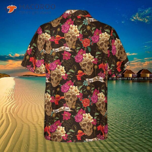 Skull And Flower Day Of The Dead Hawaiian Shirt