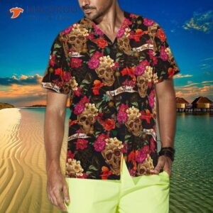 skull and flower day of the dead hawaiian shirt 2