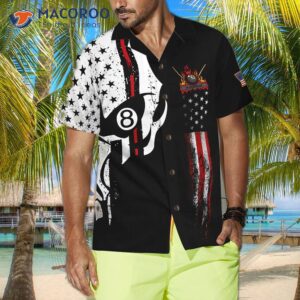 skull billiards pool hawaiian shirt 2