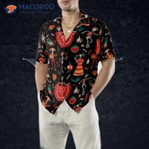 skull day of the dead flower hawaiian shirt 4