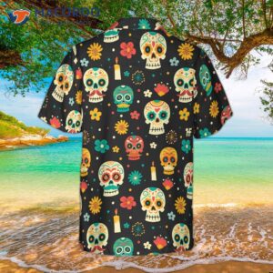 Skull Day Of The Dead Pattern Flower Hawaiian Shirt
