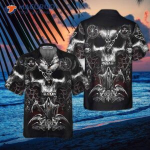 skull death hawaiian shirt black and white gothic shirt for 2