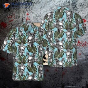 skull gift pineapple cone tropical hawaiian shirt 0