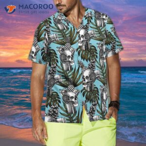 skull gift pineapple cone tropical hawaiian shirt 2