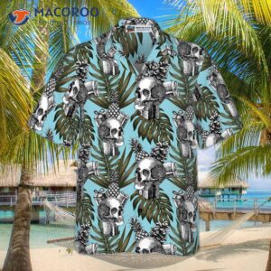 skull gift pineapple cone tropical hawaiian shirt 3