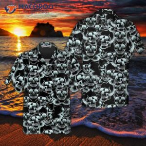 skull head drawing pattern hawaiian shirt art best shirt for and 0