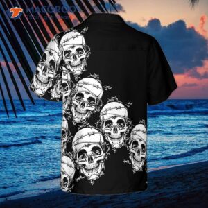 Skull In Barbed Wire Gothic Hawaiian Shirt, Black