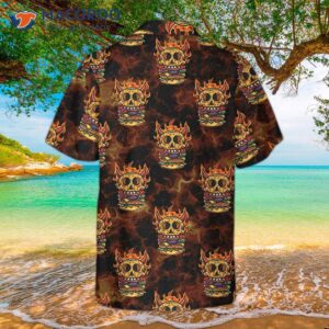 Skull Monster Burger Hawaiian Shirt, Unique Flame Shirt