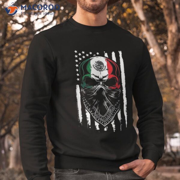 Skull Patriotic Mexican American Aztec Day Of The Dead Shirt