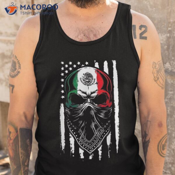 Skull Patriotic Mexican American Aztec Day Of The Dead Shirt