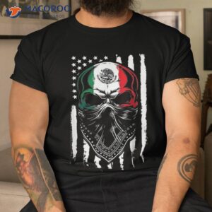 skull patriotic mexican american aztec day of the dead shirt tshirt