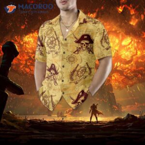 skull pirates of the ancient sea map hawaiian shirt 4