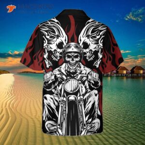 skull rider motorcycle hawaiian shirt 1
