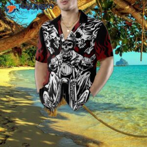 skull rider motorcycle hawaiian shirt 4