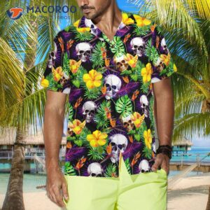 skull tropical pattern hawaiian shirt 2