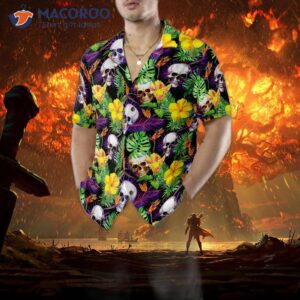 skull tropical pattern hawaiian shirt 4