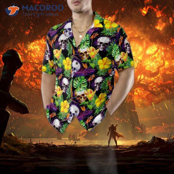 Skull Tropical Pattern Hawaiian Shirt