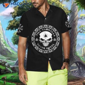Skull Viking Valhalla Hawaiian Shirt, Black Goth Shirt For And