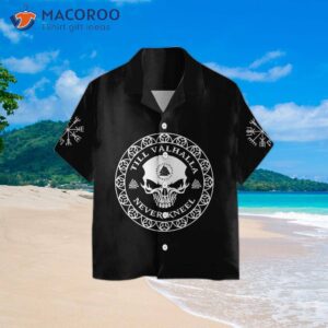 skull viking valhalla hawaiian shirt black goth shirt for and 3