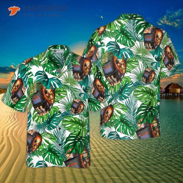 Skull-welding Helmet Tropical Hawaiian Shirt