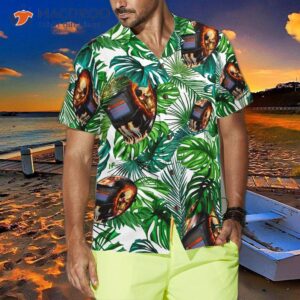 skull welding helmet tropical hawaiian shirt 2