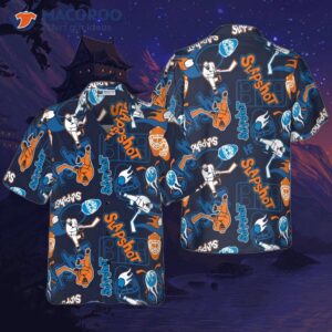 Slapshot Hockey-pattern Hawaiian Shirt