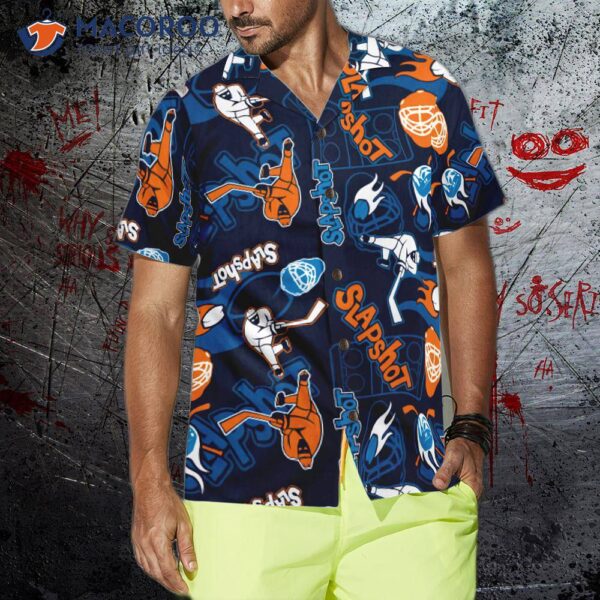 Slapshot Hockey-pattern Hawaiian Shirt