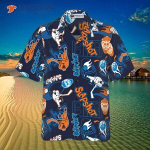 slapshot hockey pattern hawaiian shirt 3