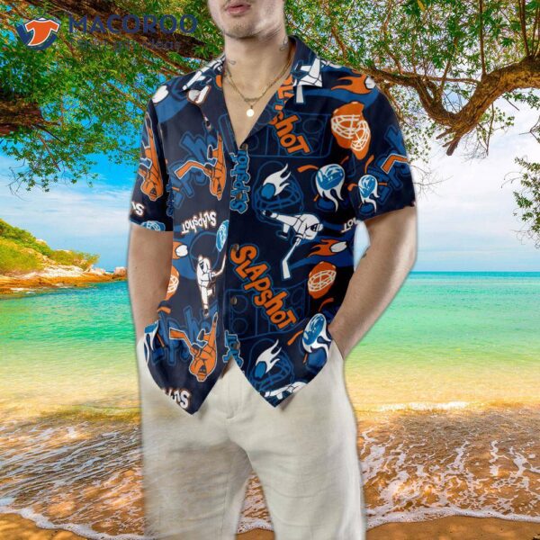 Slapshot Hockey-pattern Hawaiian Shirt