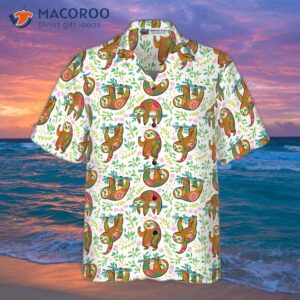 sloth flower hawaiian shirt 3