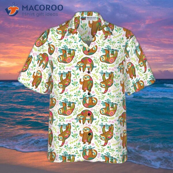 Sloth Flower Hawaiian Shirt