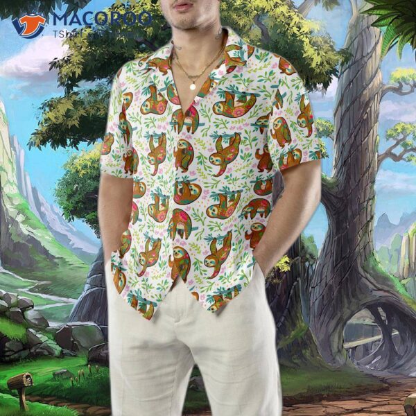 Sloth Flower Hawaiian Shirt