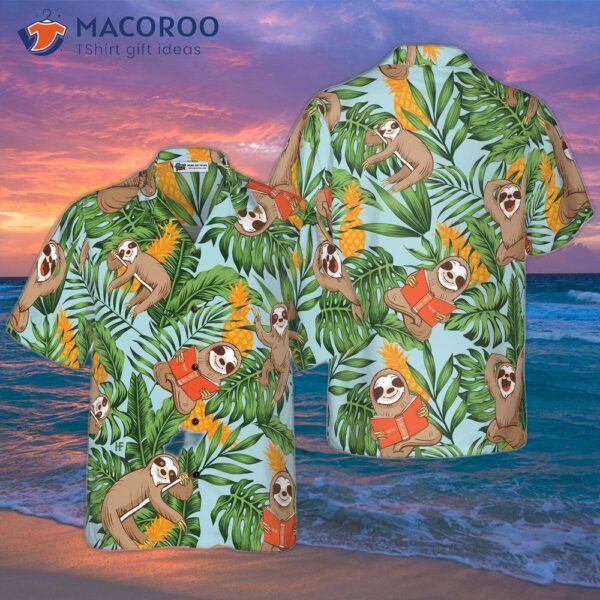 Sloth With Tropical Fruit Shirt For ‘s Hawaiian