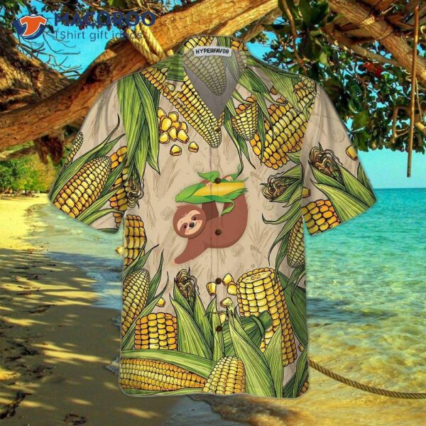 Slothcorn Hawaiian Shirt, Funny Sloth And Corn Shirt For , Unique Cop