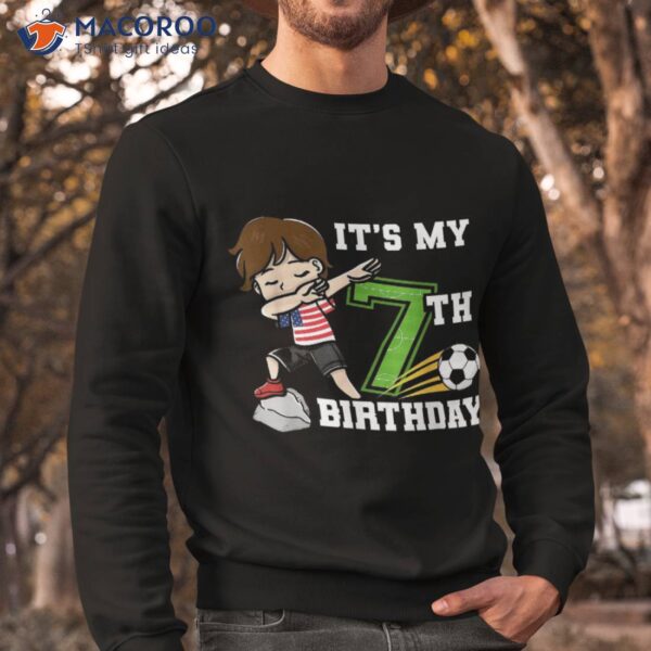 Soccer Boy It’s My 7th Birthday American Flag Shirt