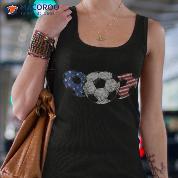 Soccer Red White Blue American Flag 4th Of July Shirt