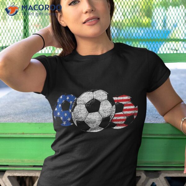 Soccer Red White Blue American Flag 4th Of July Shirt
