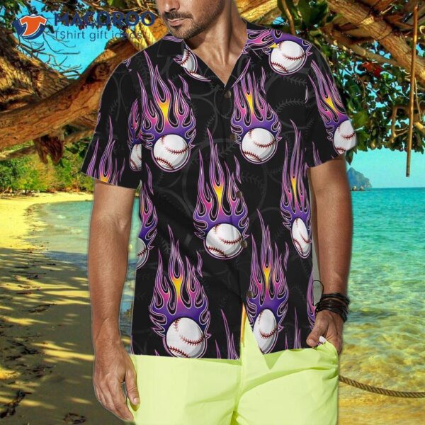 Softball With A Hotrod Flame Hawaiian Shirt