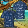 Space Aircraft Seamless Pattern Hawaiian Shirt, Navy Aviation Shirt For