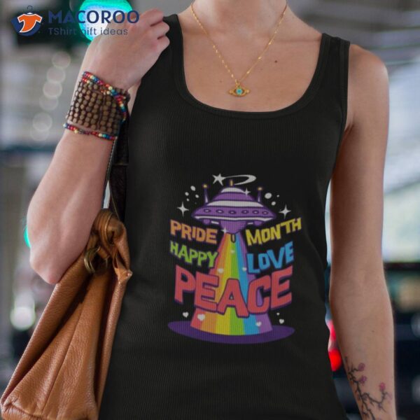 Space Rainbow Retro Pride Month Happy Love Peace Shirt