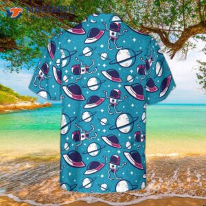 space themed cartoon hawaiian shirt 1