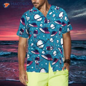 space themed cartoon hawaiian shirt 2