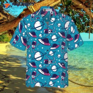 space themed cartoon hawaiian shirt 3